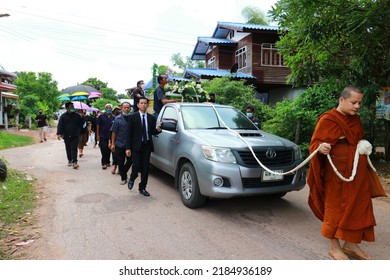 Udon-Thani Province Thailand , July 27 - 2022 : Thai Funeral, Buddhist Ceremony