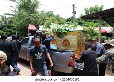 Udon-Thani Province Thailand , July 27 - 2022 : Thai Funeral, Buddhist Ceremony