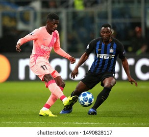 UEFA Champions League - Inter V Barcelona -
Milan, Italy San Siro Stadium - 06/11/2018 -
Ousmane Dembélé, Kwadwo Asamoah In Action