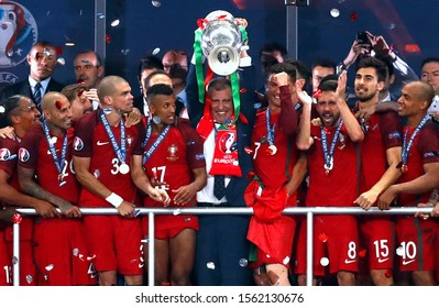 UEFA Euro 2016 Final - Portugal Vs France - 
Saint-Denis - Stade De France - 10/07/2016
Fernando Santos Lifts The European Championship Trophy