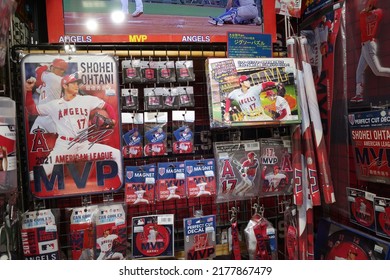 Ueno, Tokyo, Japan - July 13 2022: A Display Of Shohei Ohtani Related Goods For Sale At A Toy Store In Tokyo.