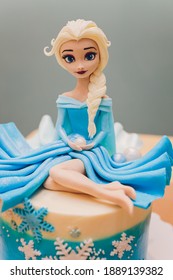 Ufa, Russia, 3 January, 2021: Cake Topper. Edible Fondant Witch Figurine. Doll Princess Cake.