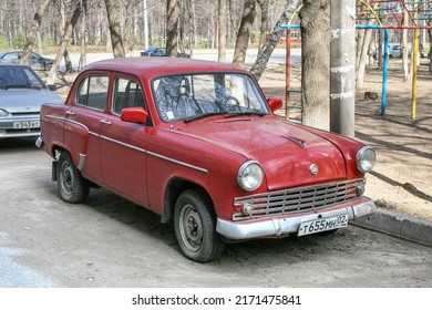 Ufa, Russia - April 14, 2008: Old Soviet Family Car Moskvich-407 In A City Street.