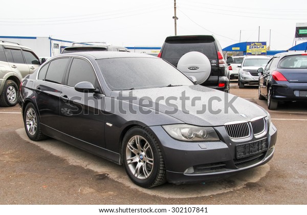 UFA, RUSSIA - APRIL 19, 2012: Motor\
car BMW E90 3-series at the used cars trade\
center.