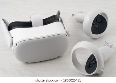 UFA, RUSSIA - MARCH 22, 2021: Oculus Quest 2 Virtual Reality Headset