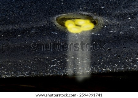 UFO floating in the dark