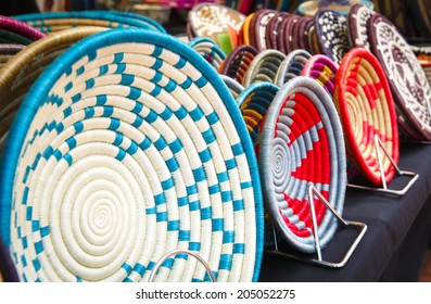 Uganda Basket Display At A Local Market