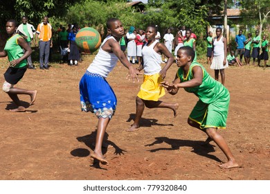 Uganda. June 30 2017. Ugandan Girls Playing Netball.