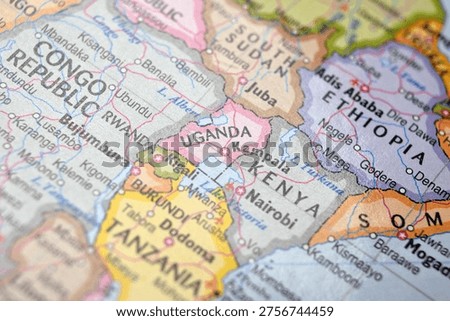Uganda Macro World Map Defocused Bokeh Background Close Up Geographic Image