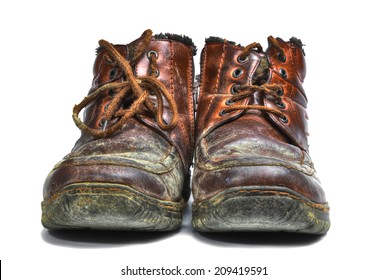 Ugly Old Shoes Isolated On White Background