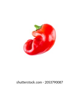 Ugly Paprika Pepper Isolated On White Background.