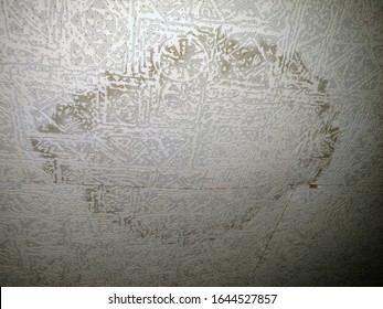 Ugly Stained Outdated Living Room Ceiling. Displaying Example Of Water Damage. 