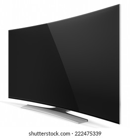 UHD Smart Tv With Curved Screen On White Background 