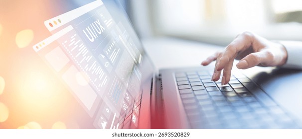 UI UX Design and User Interface Development Displayed on a Virtual Workspace.