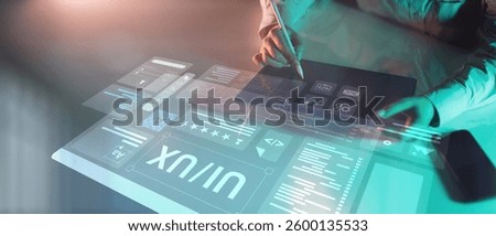 UI UX Design and User Interface Development Displayed on a Virtual Workspace.