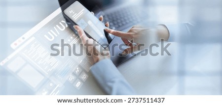 UI UX Design and User Interface Development Displayed on a Virtual Workspace.