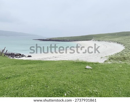 Uidh beach, Vatersay, Outer Hebrides. 22nd July 2025. A beautiful deserted unspoilt white sand beach on Vatersay with machair in the foreground