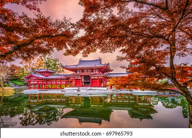 Uji, Kyoto, Japan At Byodoin Temple During Autumn Season.