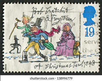 UK - CIRCA 1993: A Stamp Printed In UK Shows Image Of The Bob Cratchit And Tiny Tim , Circa 1993.