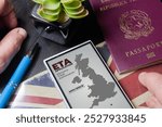 UK Electronic Travel Authorisation concept: man apply for ETA