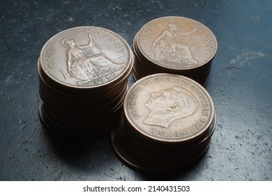 UK A Few Old Penny Bronze Coins