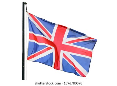 Uk Flag Blowing Wind Isolated On Stock Photo 1396780598 