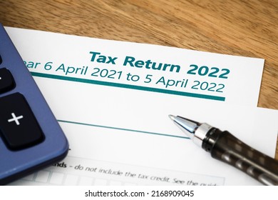 UK HMRC self assessment income tax return form 2022 - Shutterstock ID 2168909045