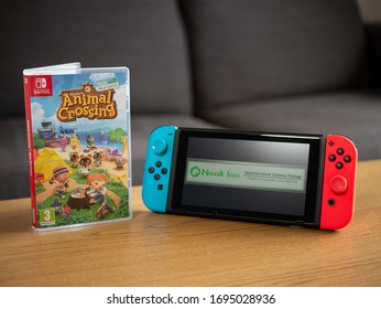 UK, March 2020: Nintendo Switch Animal Crossing New Horizons Nook Inc