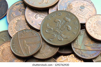 UK Money Coins In A Pile 