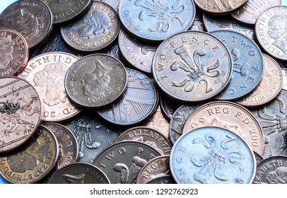 UK Money Coins In A Pile 