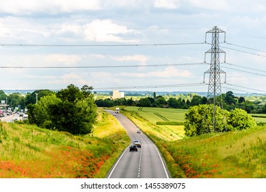 Uk Motorway Road Overhead View At Daylight