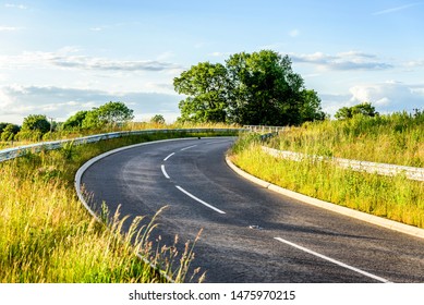 Uk Motorway Road Overhead View At Daylight