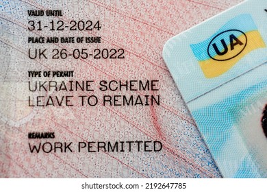 UK, Newcastle, 21 August 2022 - UK Temporary Residence Card. Residence Permit BRP Card Issued By Home Office In The UK. Ukraine Scheme.