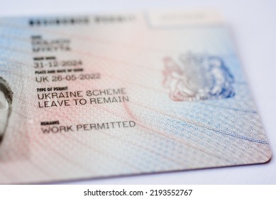 UK, Newcastle, 21 August 2022 - UK Temporary Residence Card. Residence Permit BRP Card Issued By Home Office In The UK. Ukraine Scheme. 