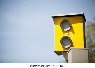 UK Speed Camera With Blue Sky Background