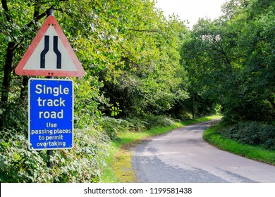 UK Triangle road sign warning of single track road