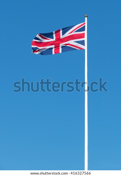 UK Union flag\
of Great Britain long\
flagpole.