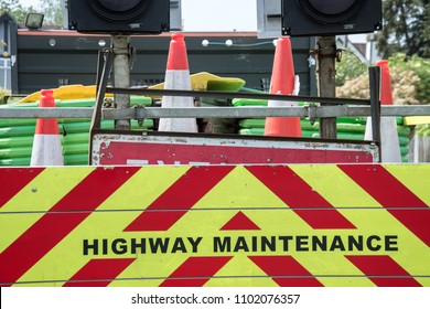 UK Vehicle Full Of Road Works Equipment.