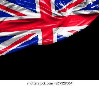 UK Waving Flag On Black Background