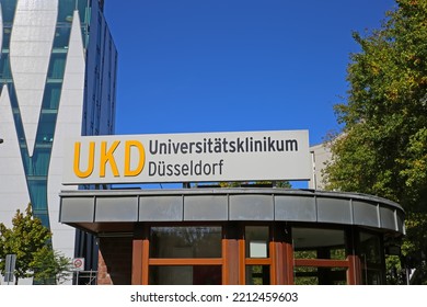 Düsseldorf (UKD), Germany - Juin 9. 2022: Closeup Of Sign At Entrance Of (universitätsklinikum) German University Hospital 