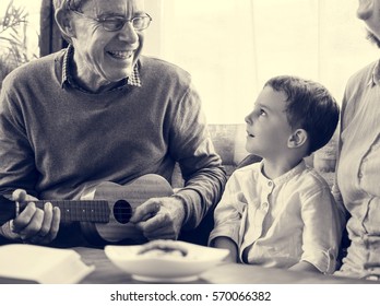 Ukelele Child Grandparent Together Family