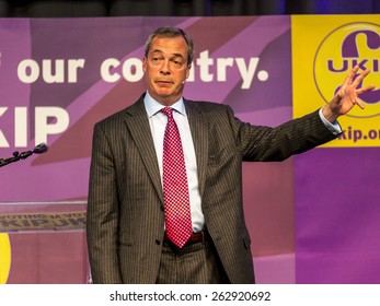 UKIP Leader Nigel Farage At A Party Rally In Derby, UK. Taken 01/05/2014