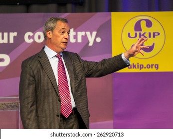 UKIP Leader Nigel Farage At A Party Rally In Derby, UK. Taken 01/05/2014