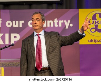 UKIP Leader Nigel Farage At A Party Rally In Derby, UK. Taken 01/05/2014