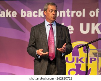 UKIP Leader Nigel Farage At A Party Rally In Derby, UK. Taken 01/05/2014