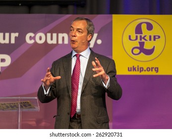 UKIP Leader Nigel Farage At A Party Rally In Derby, UK. Taken 01/05/2014