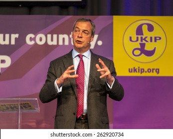 UKIP Leader Nigel Farage At A Party Rally In Derby, UK. Taken 01/05/2014