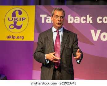 UKIP Leader Nigel Farage At A Party Rally In Derby, UK. Taken 01/05/2014