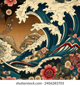 Ukiyo-e artistic image of abstrac  pattern