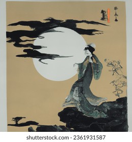 Ukiyo-e artistic image of chang'e moon chinese
